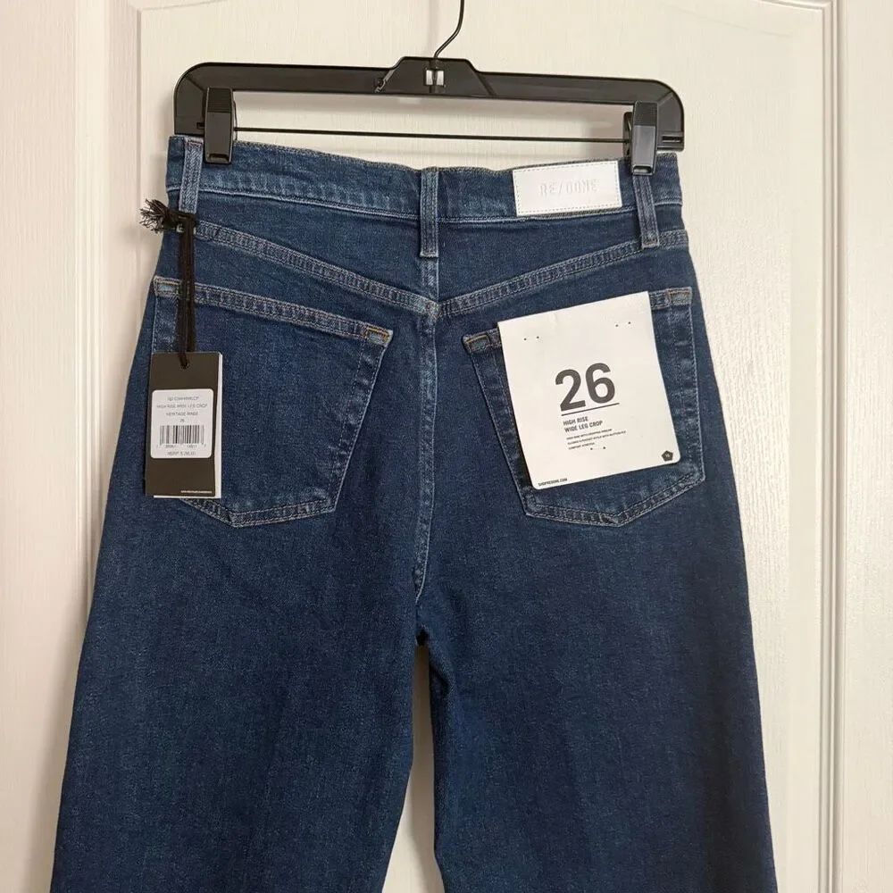 Re/Done High Rise Wide Leg Crop Jeans 26 Heritage Rinse